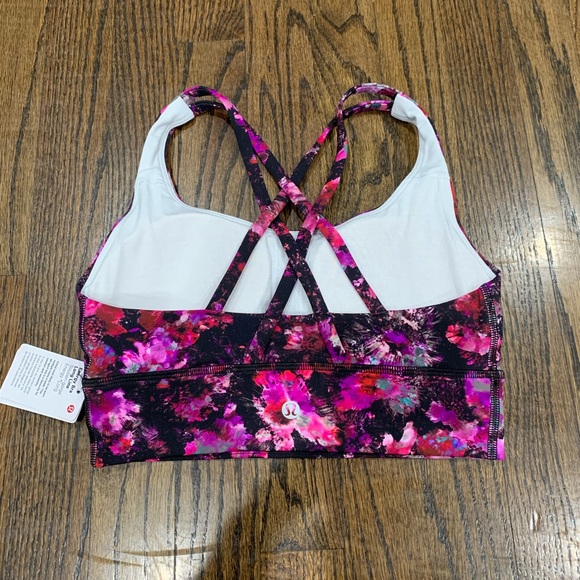 New Lululemon Energy Bra Long Line Fluoro Floral Multi Size 4 - Picture 4 of 10